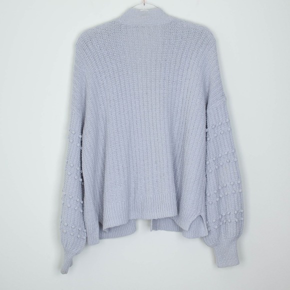 Madewell Gray Pom Pom Sleeve Open Front Cardigan Sweater Womens Size M Chunky - Picture 7 of 9